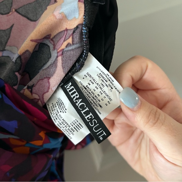 New Miraclesuit Solstice Gem One Shoulder One Piece Swimsuit Printed Mesh - Picture 6 of 6